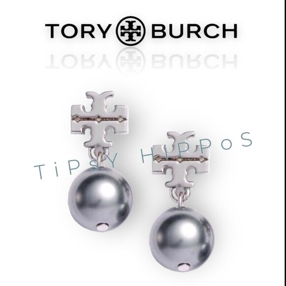 Tory Burch Silver Kira Pearl Drop Earrings - Picture 1 of 3